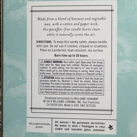 Williams Sonoma Fleur de Sel 9 oz Candle - Picture 3 of 3